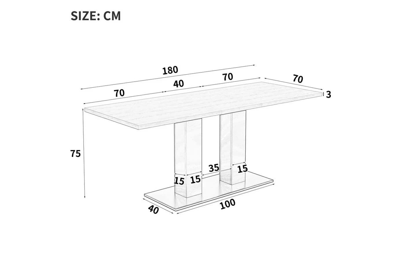 Odikalo Ausziehbarer Esstisch Weiß MDF Modern - Bild 5