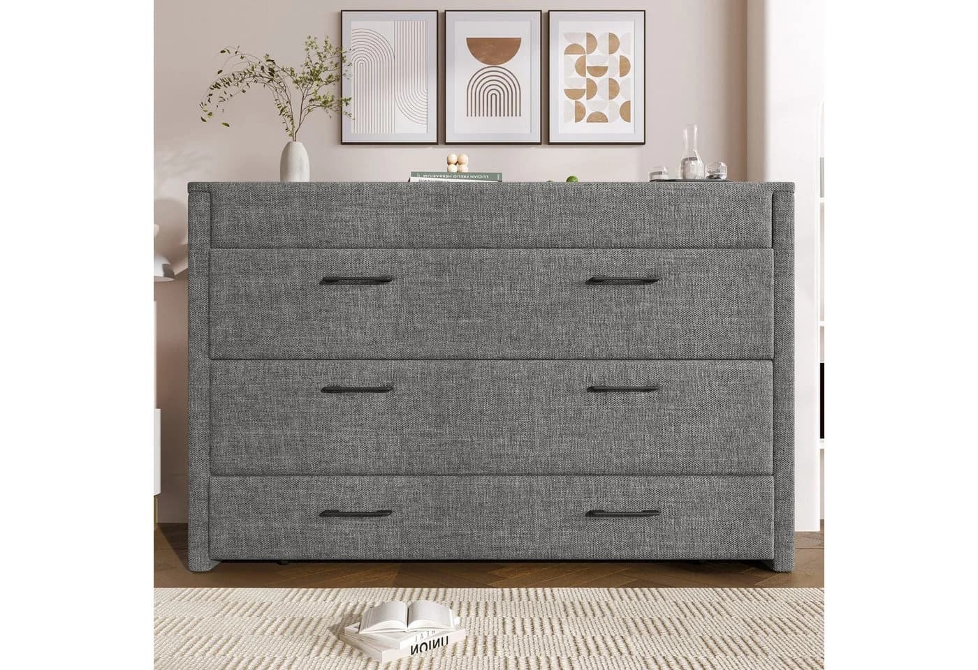 Odikalo Schrankbett Polsterbett 140x200 mit USB und Schublade Beige - Bild 2