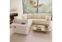 Odikalo Ecksofa mit Schlaffunktion, LED & USB, Cordstoff Beige Bild 1
