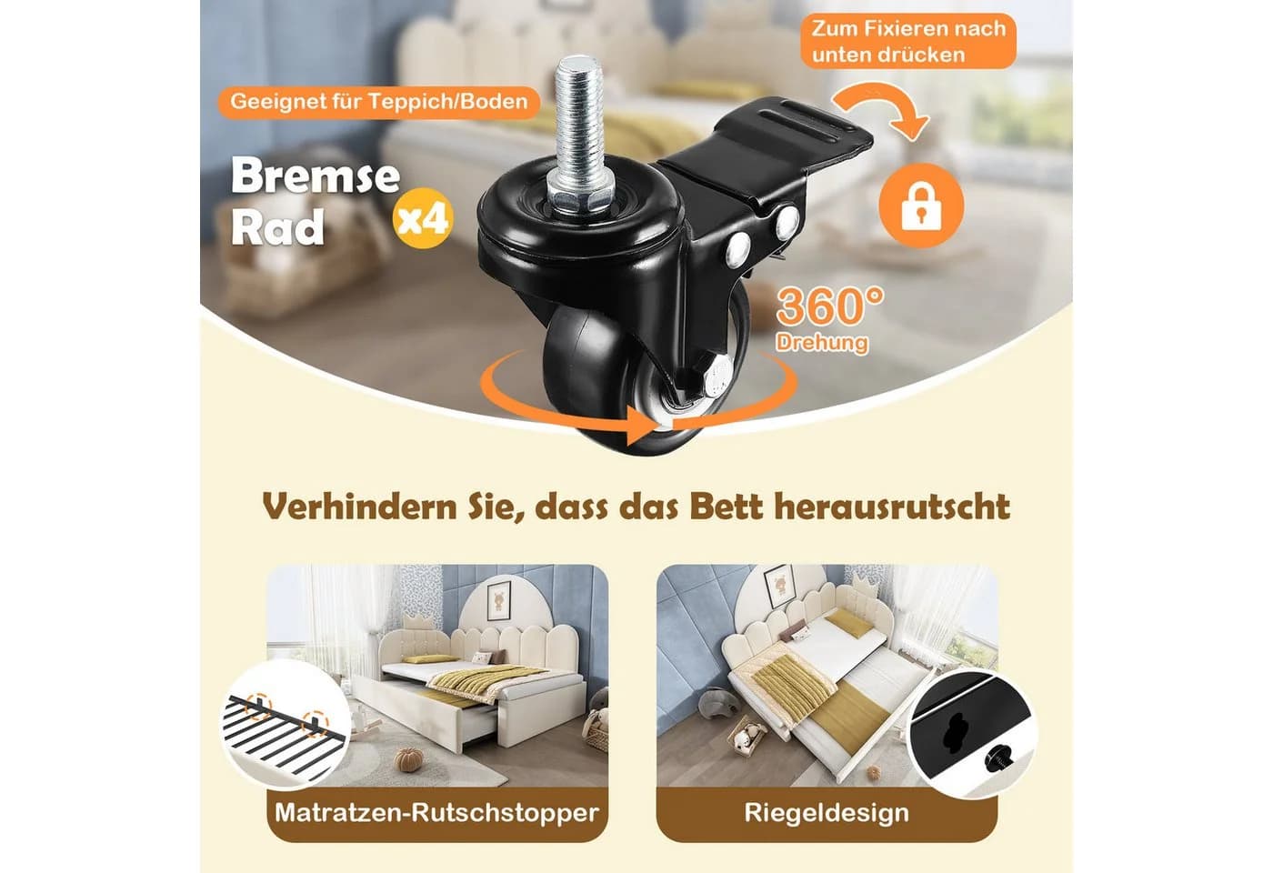 Odikalo Polsterbett L-Form Samt Grau mit Bettkasten - Bild 4