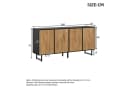 Odikalo Sideboard 160cm 4 Türen Naturholz-Schwarz Vakuumgeformt Bild 5