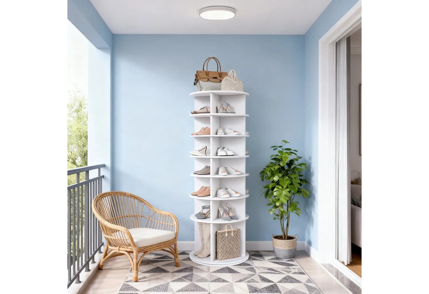 Odikalo Schuhschrank 7-stöckig mit 360°-Drehfunktion Weiß - Bild 2