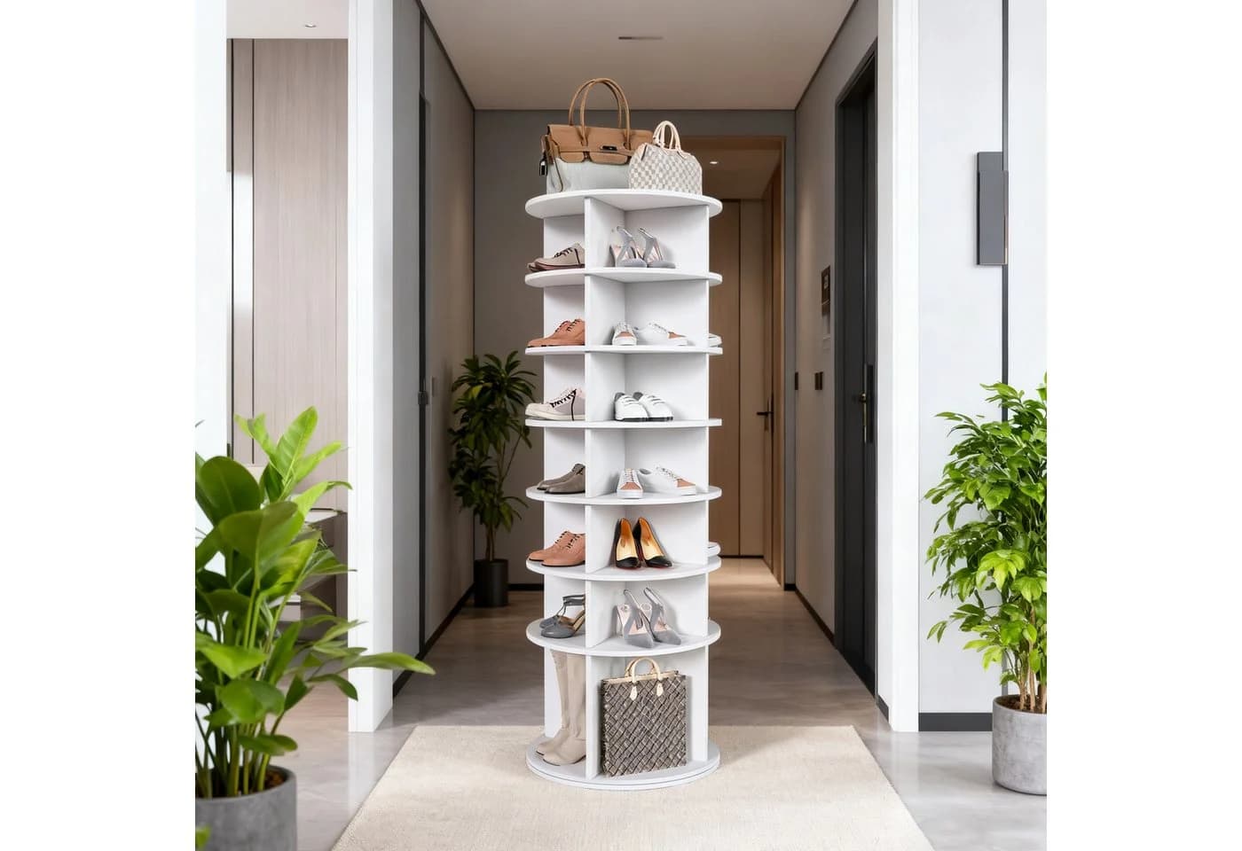 Odikalo Schuhschrank 7-stöckig mit 360°-Drehfunktion Weiß - Bild 4