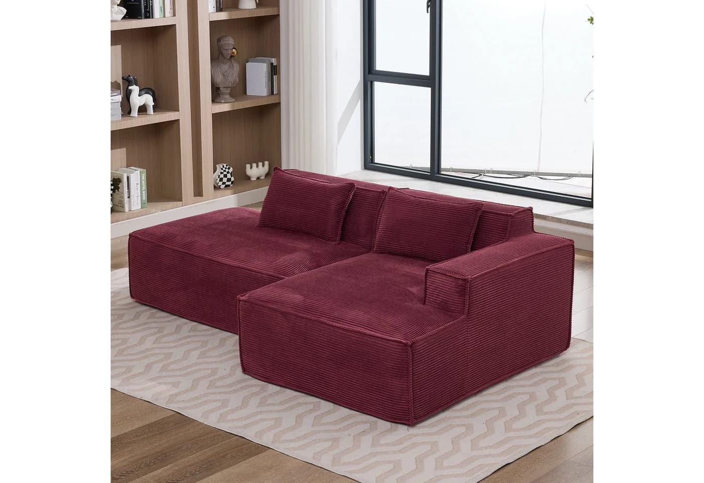 Odikalo 2-Sitzer Sofa mit Schlaffunktion und Kissen rot