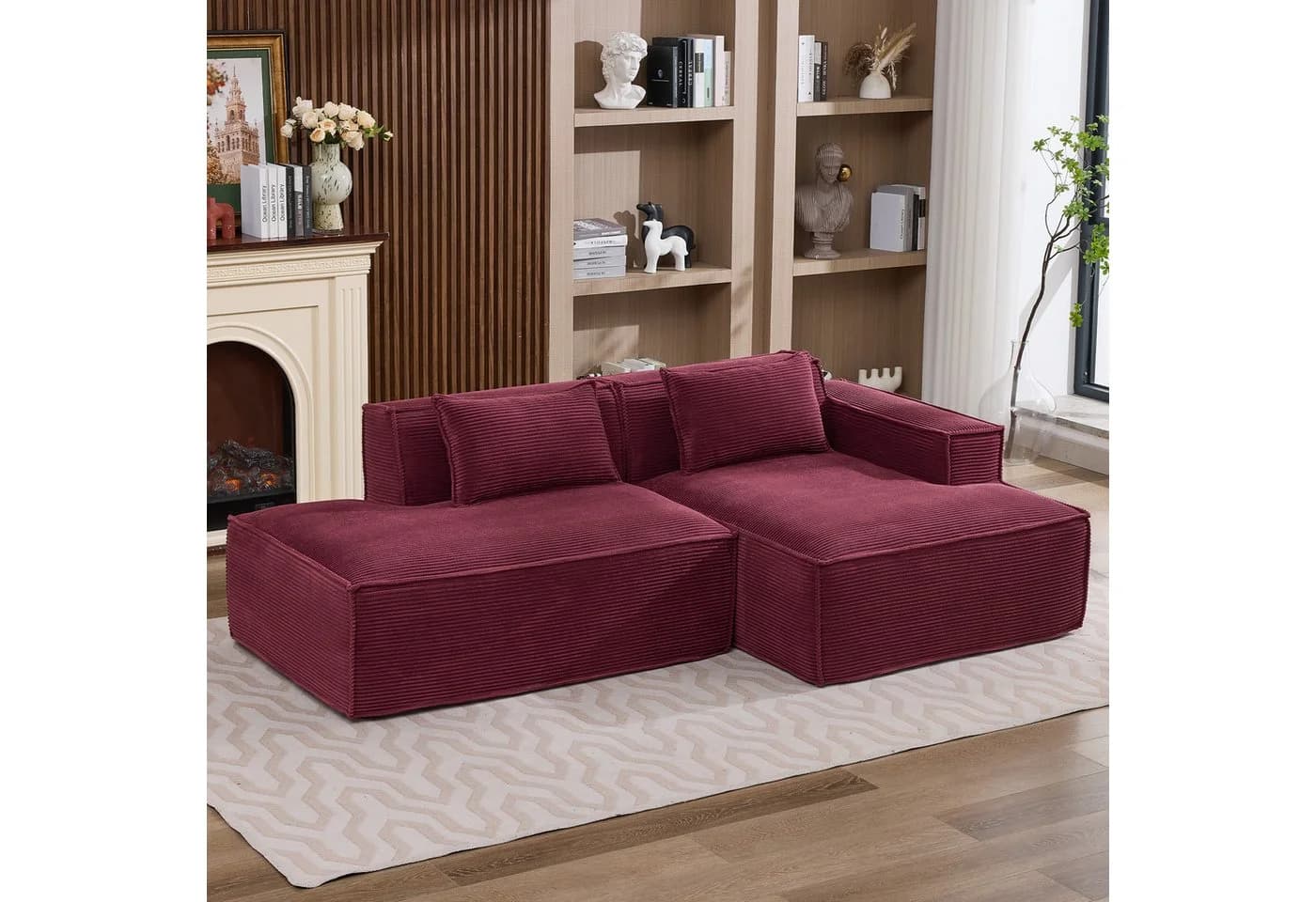 Odikalo 2-Sitzer Sofa mit Schlaffunktion und Kissen rot - Bild 3