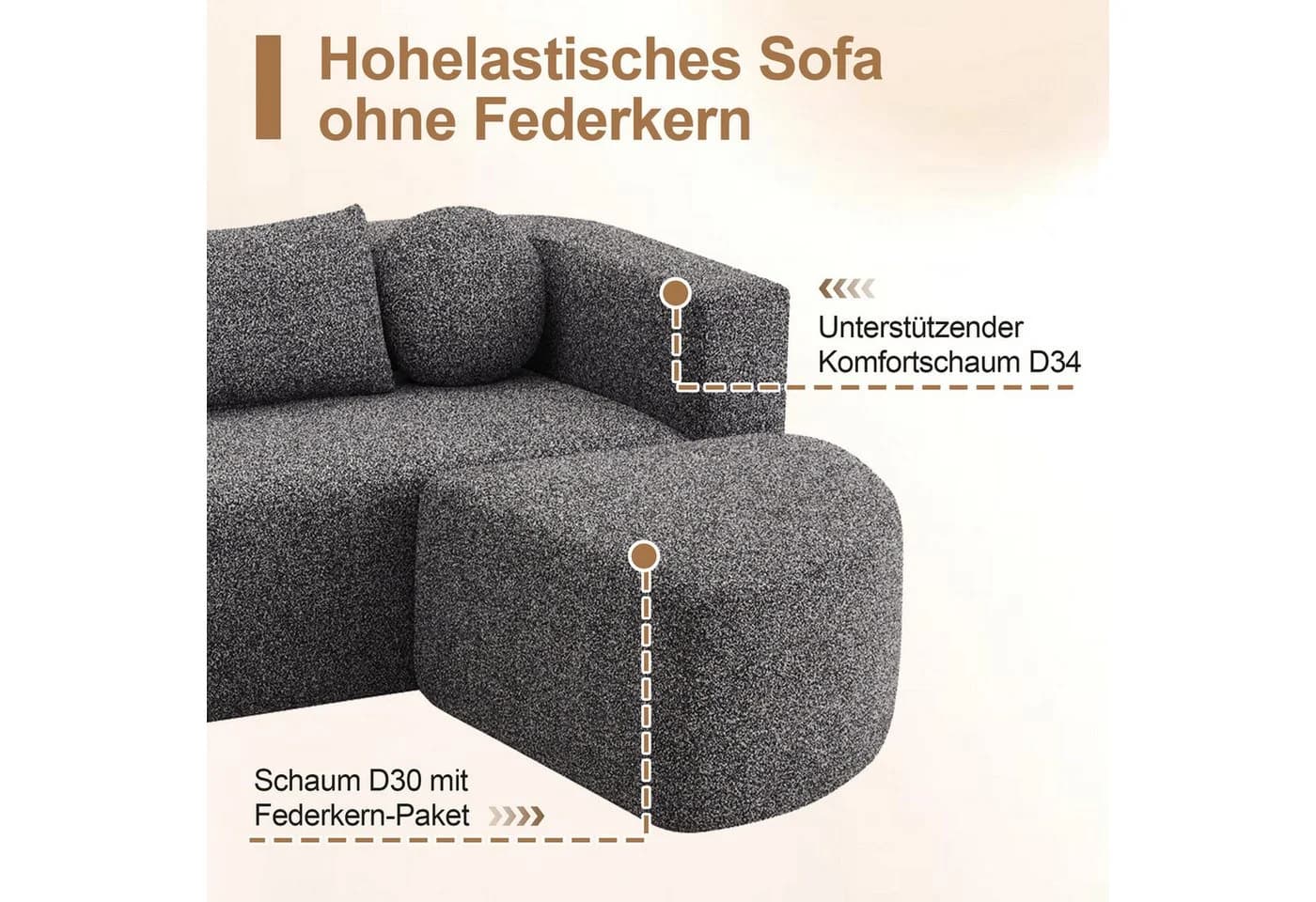 Odikalo Modulares Schlafsofa mit Schlaffunktion Chenille Schwarz - Bild 3