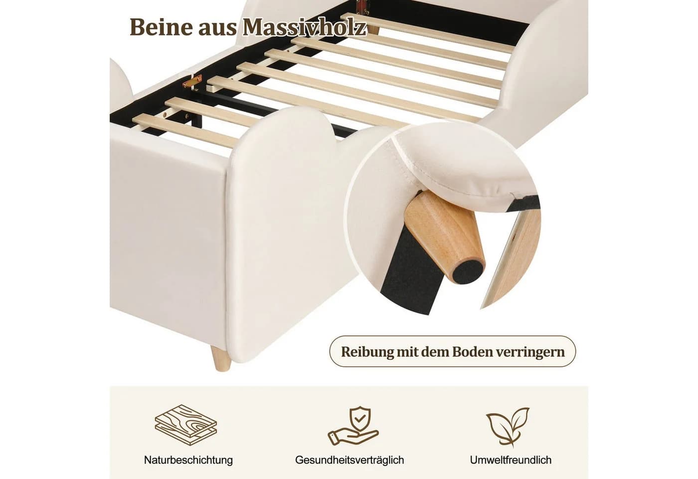 Odikalo Kinderbett 90x200 Polsterbett mit Schutzgeländer, Nachtlicht & USB - Bild 5