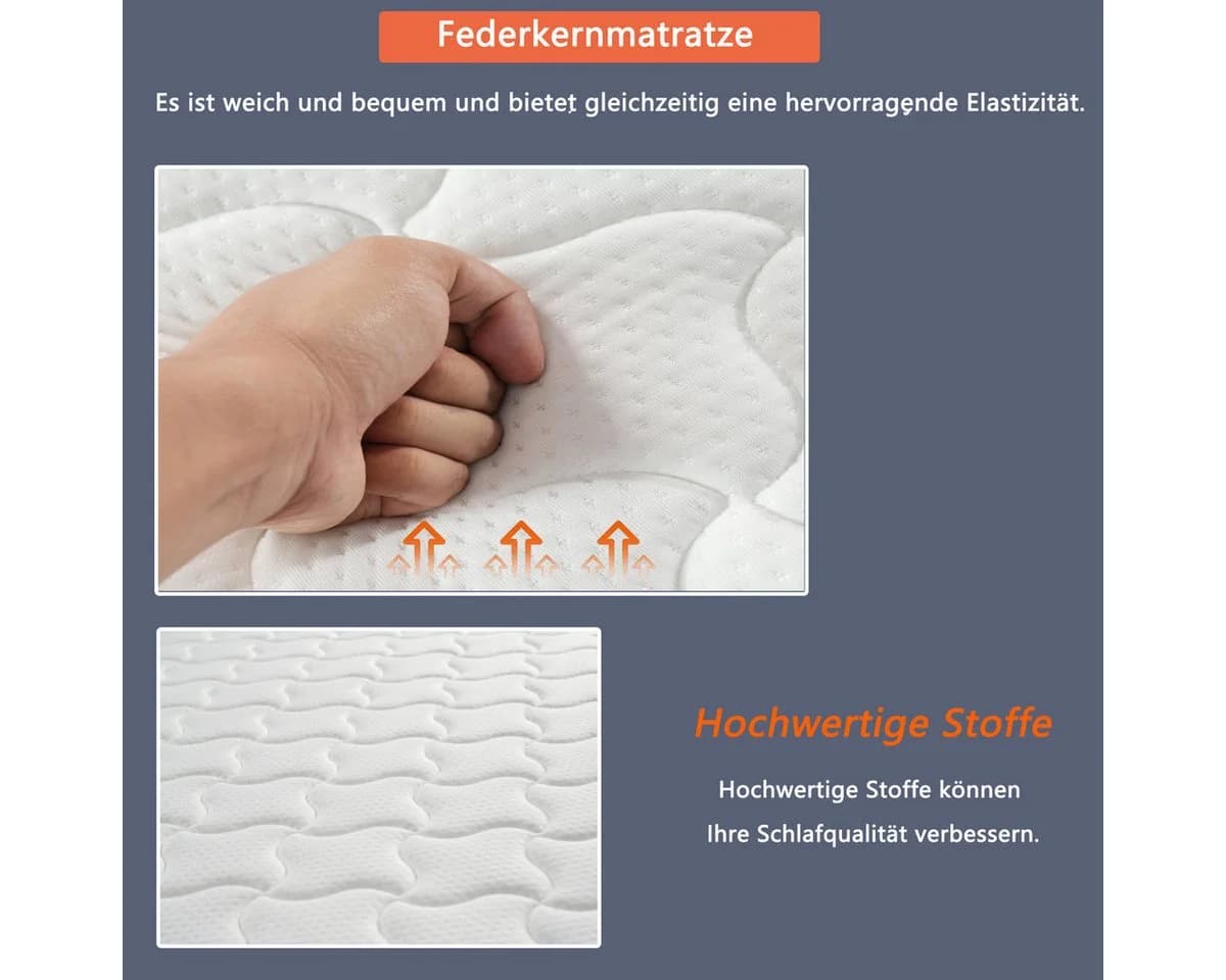 Odikalo Federkernmatratze 90x200 cm Härtegrad H3 Weiß - Bild 5