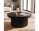 Odikalo Runder Couchtisch 78 cm Parkettmuster Geriffelter Sockel Bild 2