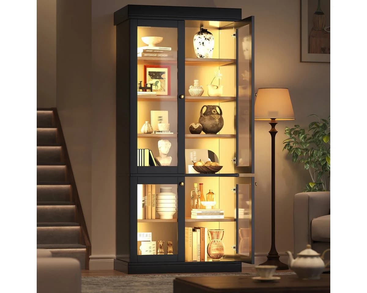 Odikalo Vitrinenschrank mit LED-Beleuchtung und Kippschutz - Bild 2