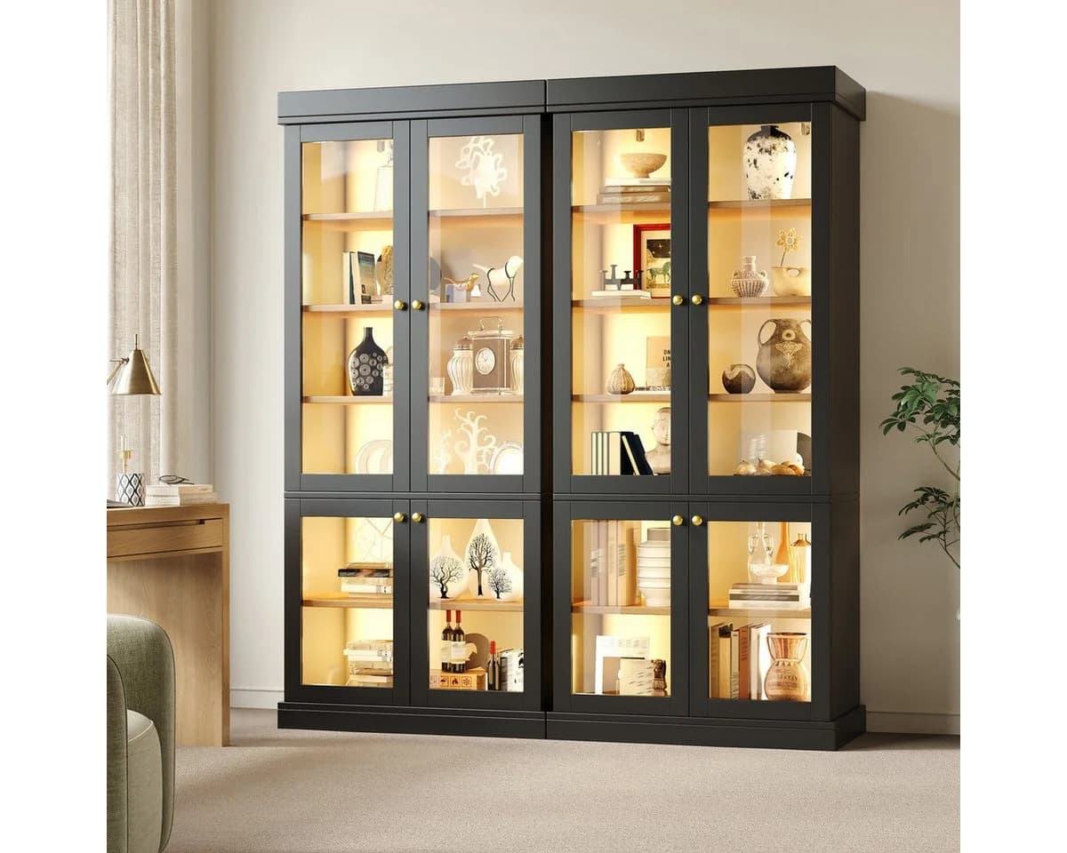 Odikalo Vitrinenschrank mit LED-Beleuchtung und Kippschutz - Bild 2