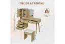 LANKI Schminktisch mit Spiegel & 5 Schubladen Beige Bild 4