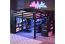Odikalo Hochbett Metall mit LED USB Schreibtisch Schwarz Gaming Bild 2