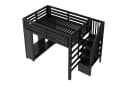 Odikalo Hochbett Metall mit LED USB Schreibtisch Schwarz Gaming Bild 4