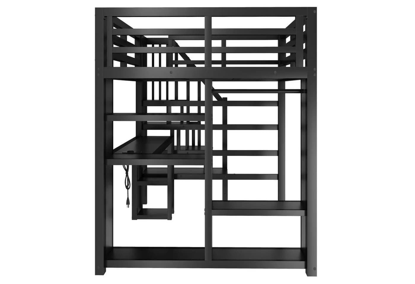 Odikalo Hochbett Metall mit LED USB Schreibtisch Schwarz Gaming - Bild 5