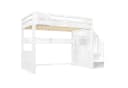 Odikalo Hochbett mit Stauraumtreppe und LED-Beleuchtung Weiß Bild 5