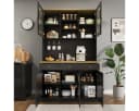 Odikalo Buffetschrank Schwarz mit USB, Glastüren & Gläserhalter Bild 1