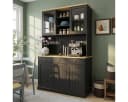 Odikalo Buffetschrank Schwarz mit USB, Glastüren & Gläserhalter Bild 2