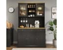 Odikalo Buffetschrank Schwarz mit USB, Glastüren & Gläserhalter Bild 3