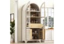Odikalo Vitrine Hochschrank Weiß mit Glastüren und verstellbaren Regalböden Bild 2