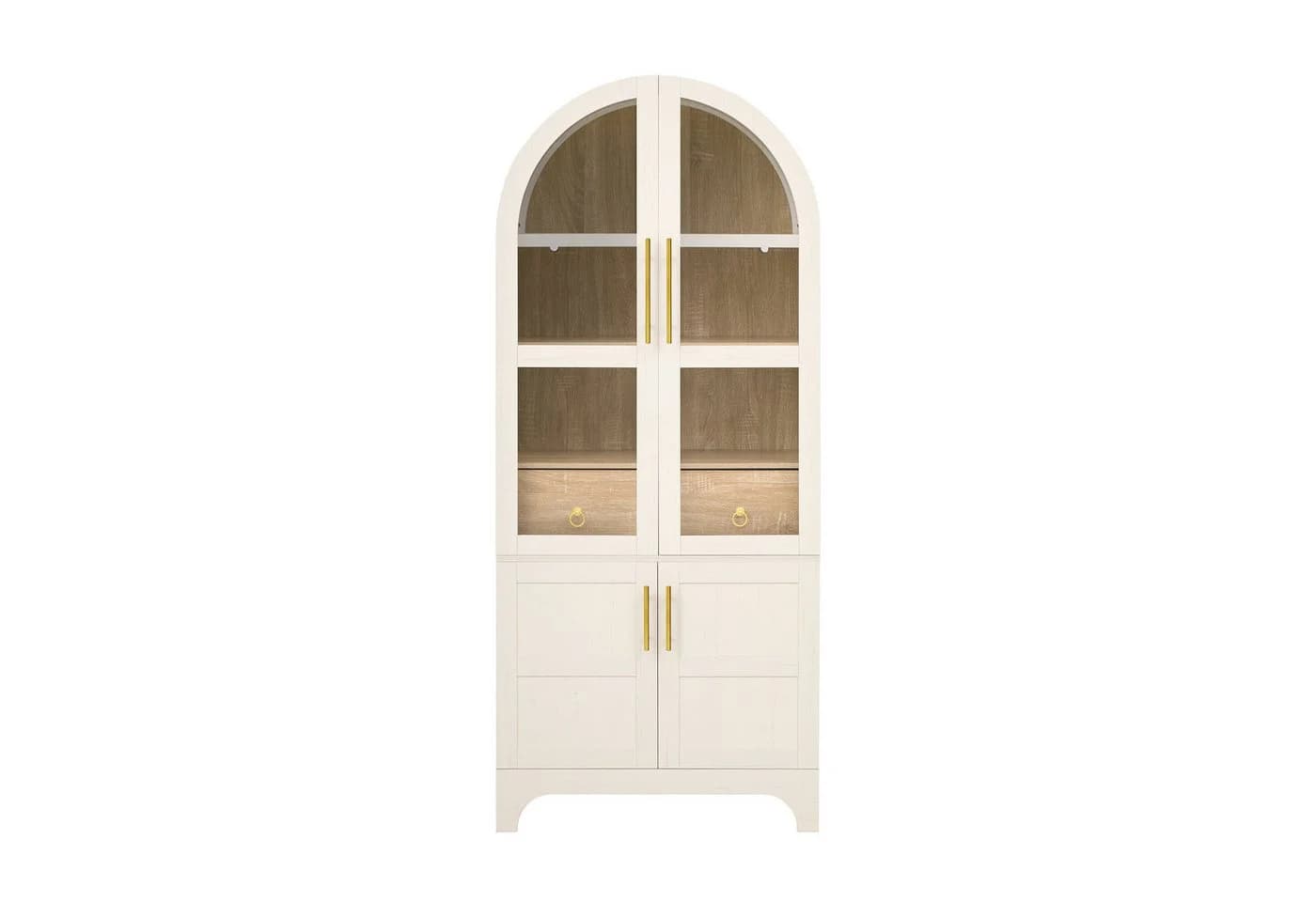 Odikalo Vitrine Hochschrank Weiß mit Glastüren und verstellbaren Regalböden - Bild 4