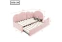 Odikalo Schlafsofa L-Form Rosa Beige Samt Ausziehbar Wolkenkopfteil Bild 4