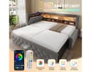 Odikalo Schlafsofa mit LED, USB-C & Stauraum, Samt grau Bild 5