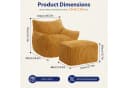 Odikalo Loungesessel 2-Sitzer mit Ottoman Gelb Cord Schlaffunktion Bild 4