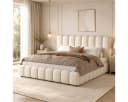 Odikalo Polsterbett Doppelbett mit Bettkasten und Lattenrost Beige Bild 2