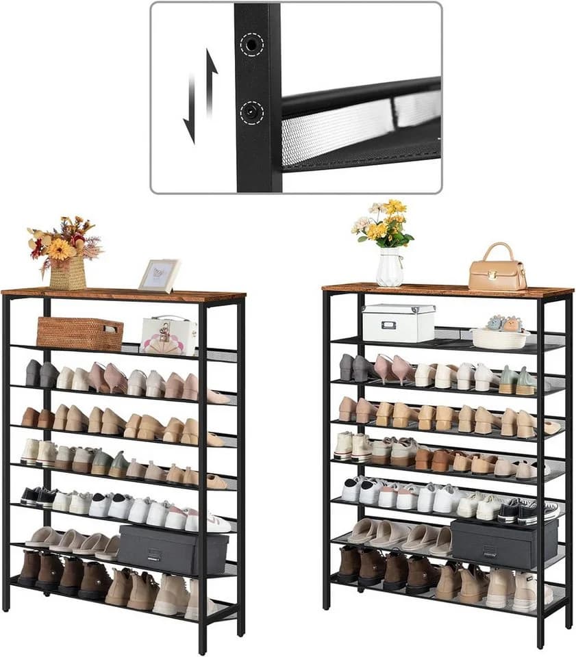 Hoobro Schuhregal 8-stöckig Dunkelbraun Schwarz - Bild 4
