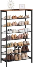 Hoobro Schuhregal 8-stöckig Dunkelbraun/Schwarz Metall Bild 2
