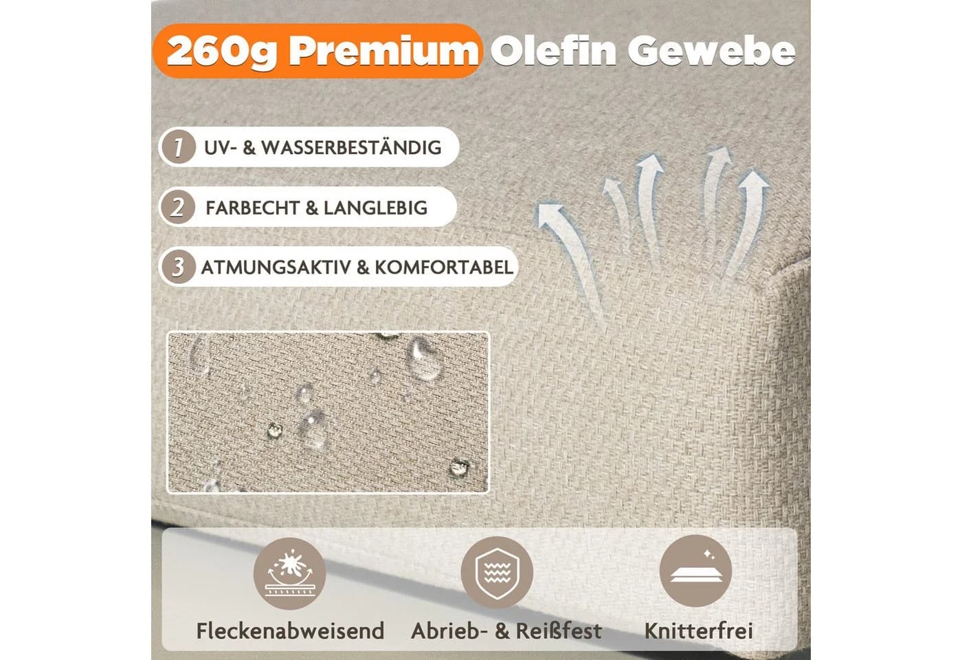 MeXo Loungesofa 2-Sitzer Aluminium Beige Outdoor - Bild 5