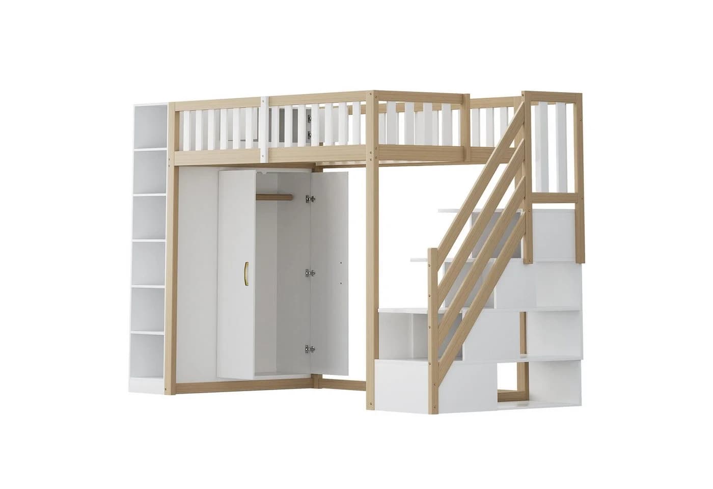 Odikalo Hochbett 90x200cm mit Stauraum Grau - Bild 4