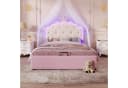 Odikalo Kinderbett Polsterbett Rosa mit LED & Bettkasten Bild 3