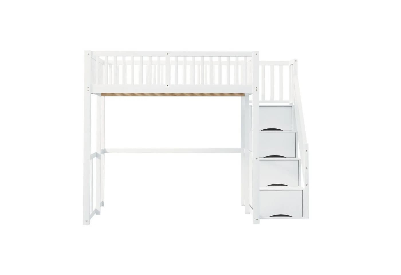 Odikalo Hochbett 90x200 140x200 Jugendbett Kinderbett mit Stauraum - Bild 4