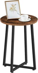 Hoobro Beistelltisch Couchtisch rund 40x55 cm Nachttisch aus Holz und Metall Industrie-Stil Bild 2