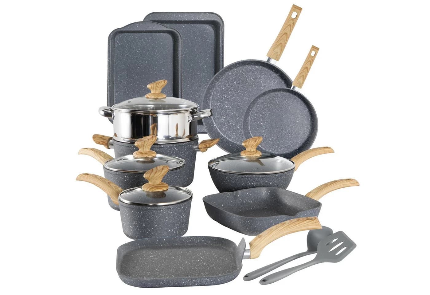 Kitchen Academy 17-tlg. Topf-Set Aluminium Granit Induktion Grau - Bild 2
