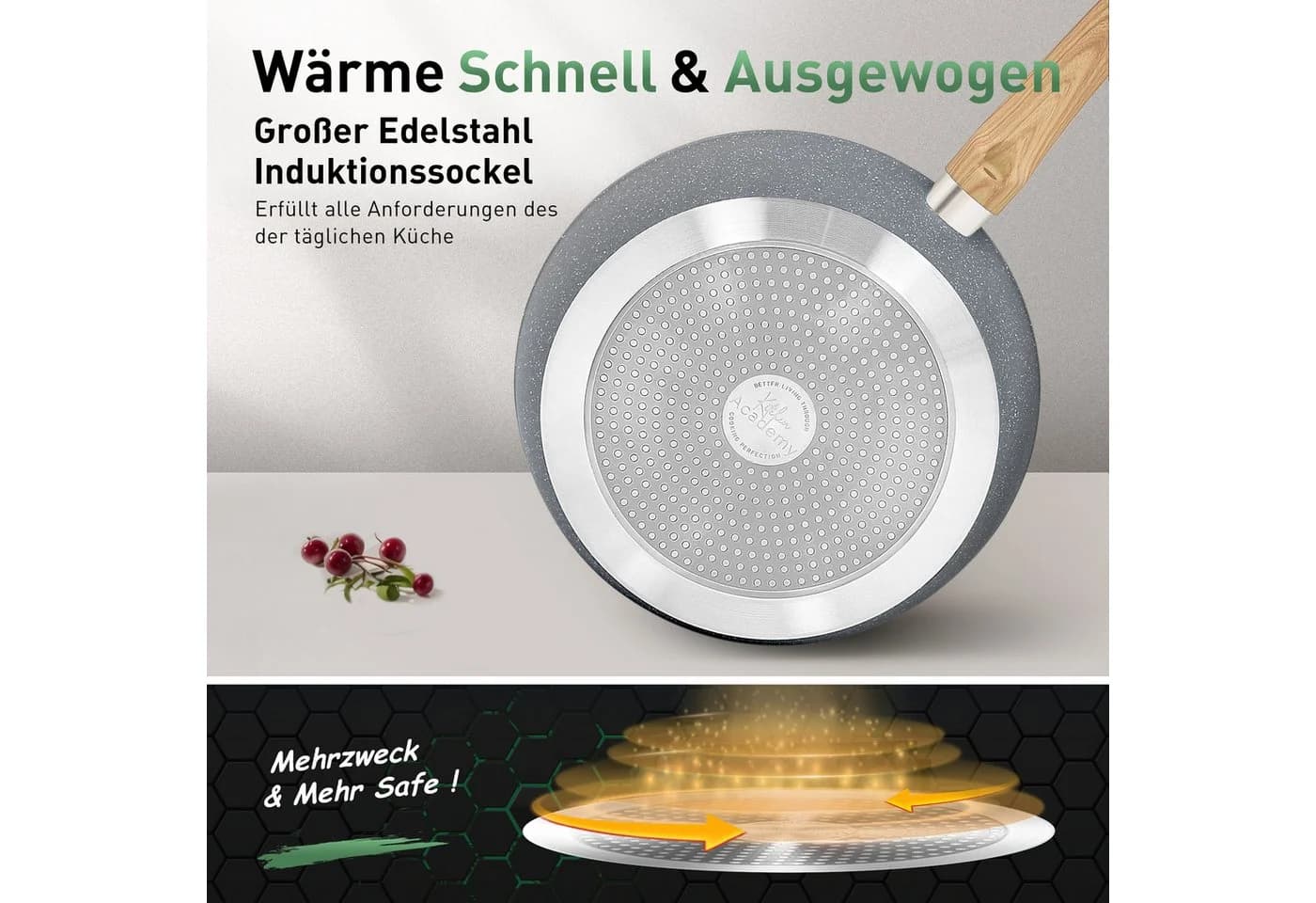 Kitchen Academy 17-tlg. Topf-Set Aluminium Granit Induktion Grau - Bild 5
