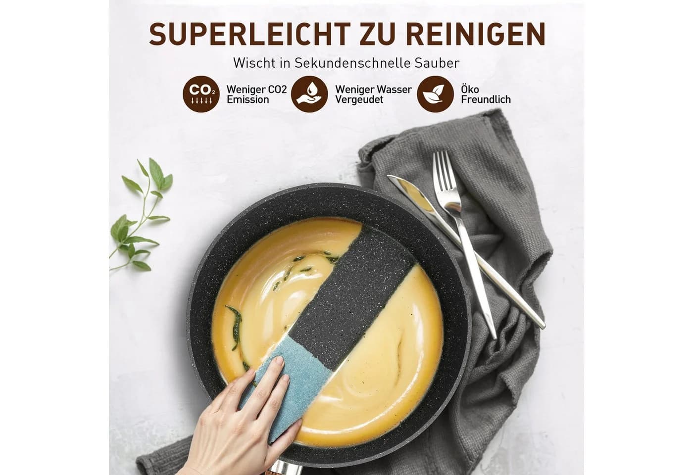 Kitchen Academy Topf-Set 30-tlg. Schwarz Aluminium Granit Antihaft Induktion - Bild 5