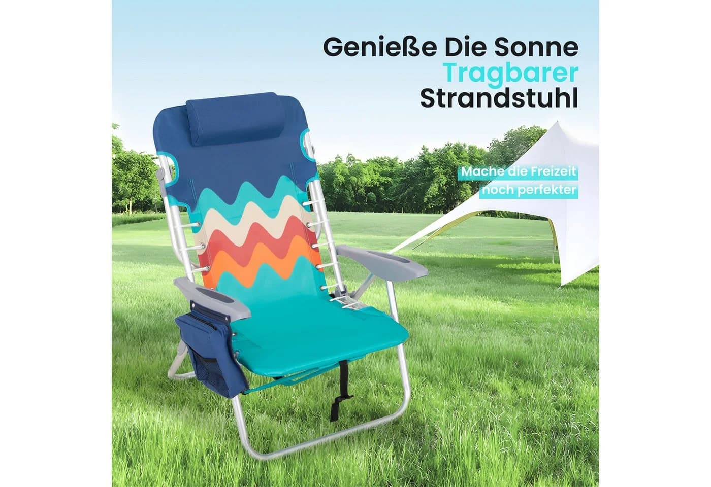 ALPHA CAMP Klappstuhl Strandkorb 2er Set Leichte Tragbare Liege 113 kg