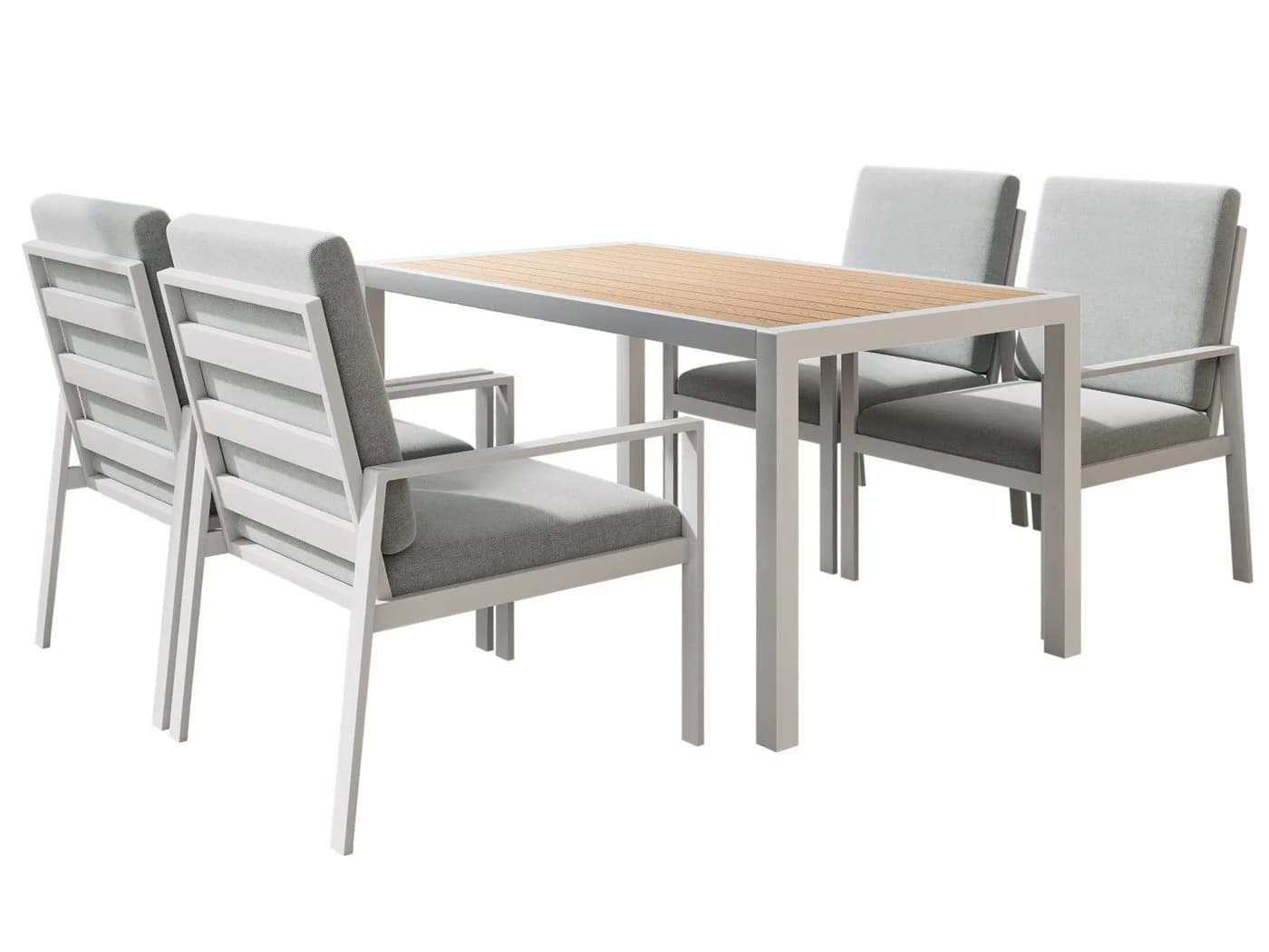 MeXo Gartenlounge-Set 5-tlg. Aluminium mit Esstisch Weiß