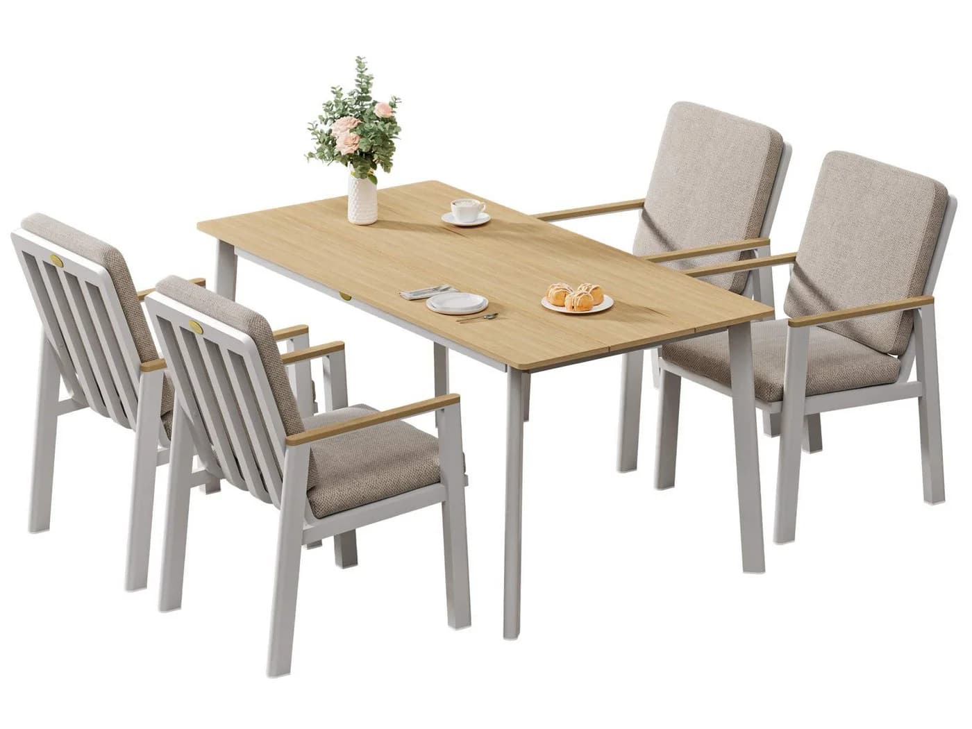 MeXo Gartenlounge-Set 5-tlg. Beige/Grau Aluminium PS