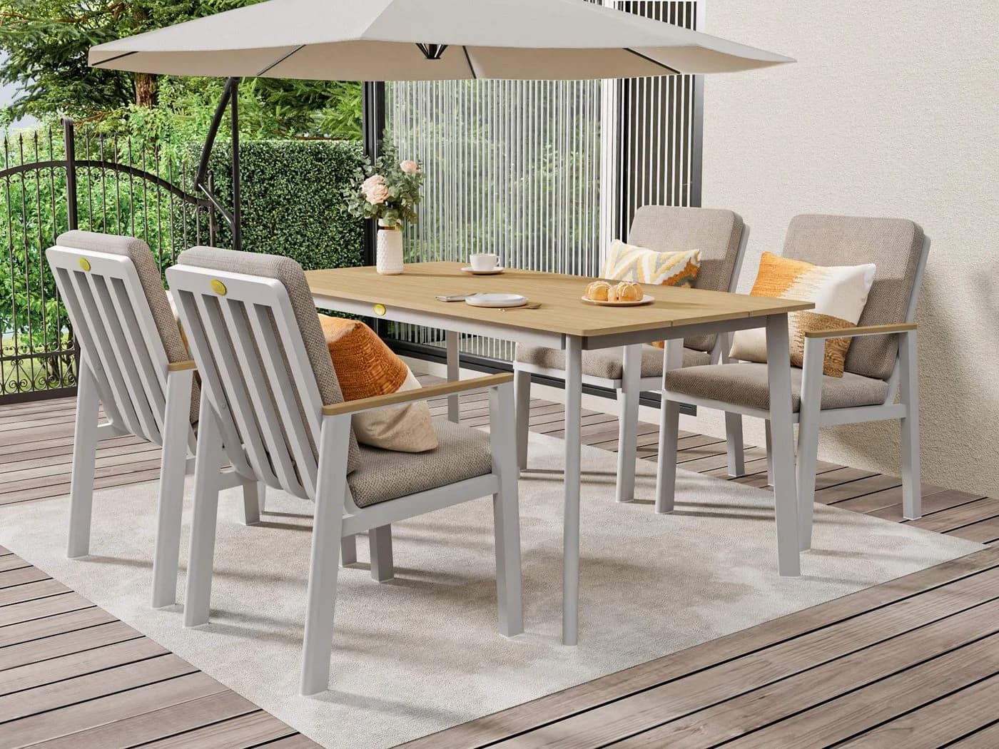 MeXo Gartenlounge-Set 5-tlg. Beige/Grau Aluminium PS - Bild 2