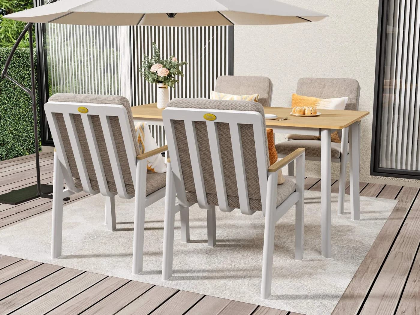 MeXo Gartenlounge-Set 5-tlg. Beige/Grau Aluminium PS - Bild 3