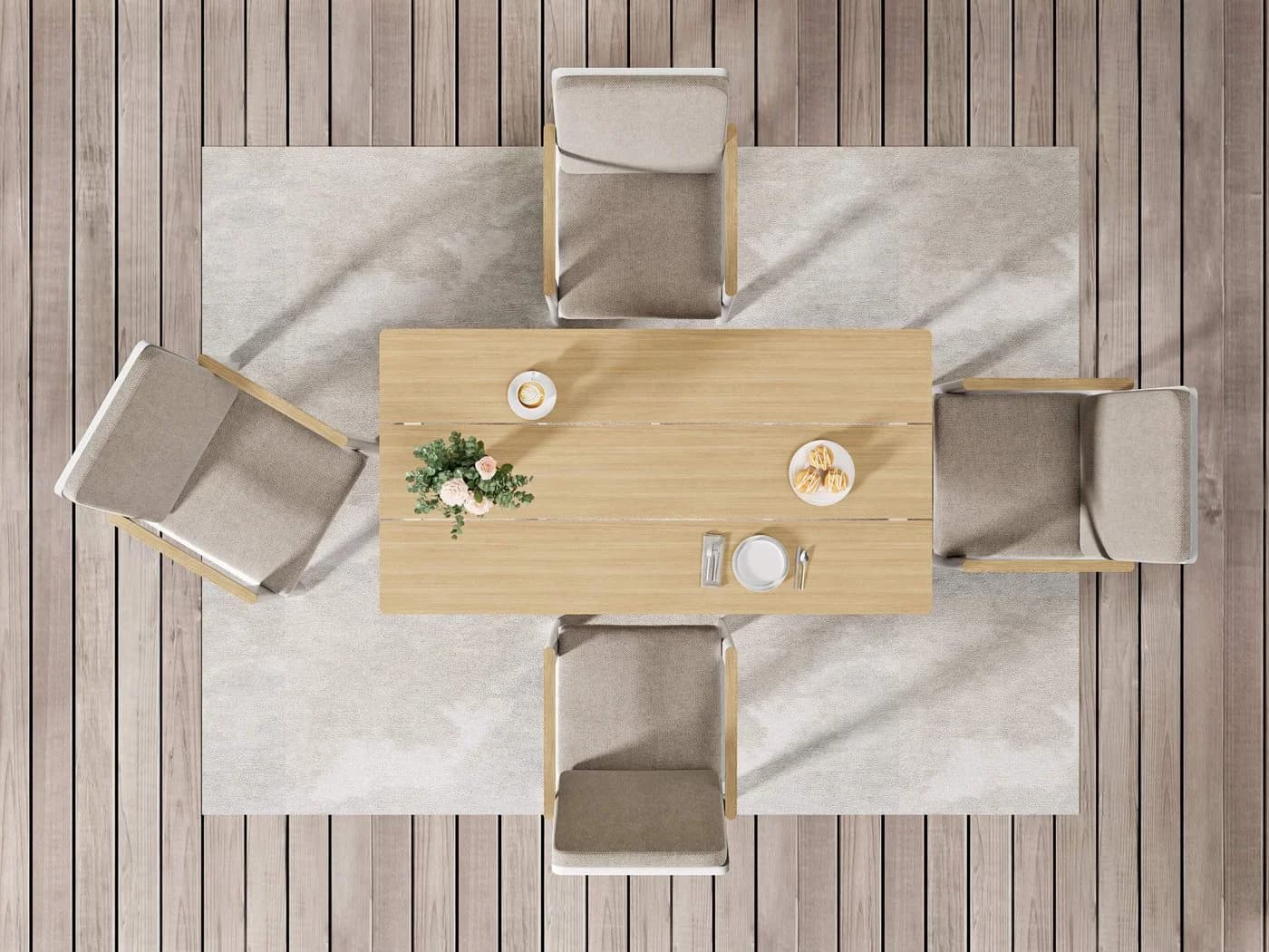 MeXo Gartenlounge-Set 5-tlg. Beige/Grau Aluminium PS - Bild 4