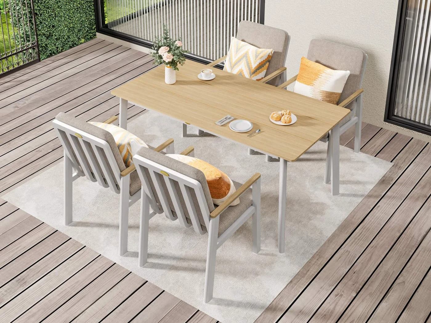 MeXo Gartenlounge-Set 5-tlg. Beige/Grau Aluminium PS - Bild 5