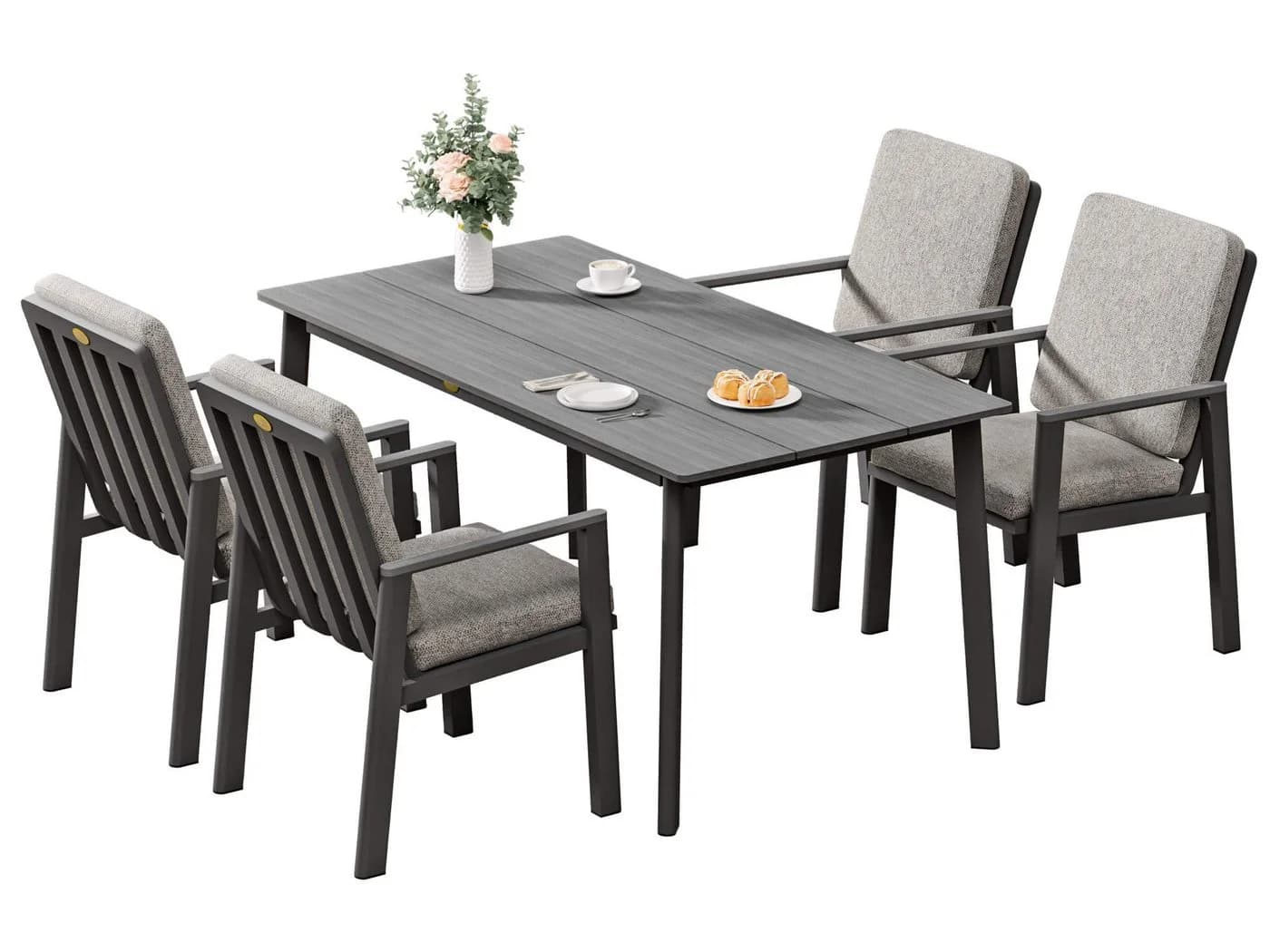 MeXo Gartenlounge-Set 5-tlg. Beige/Grau Aluminium PS