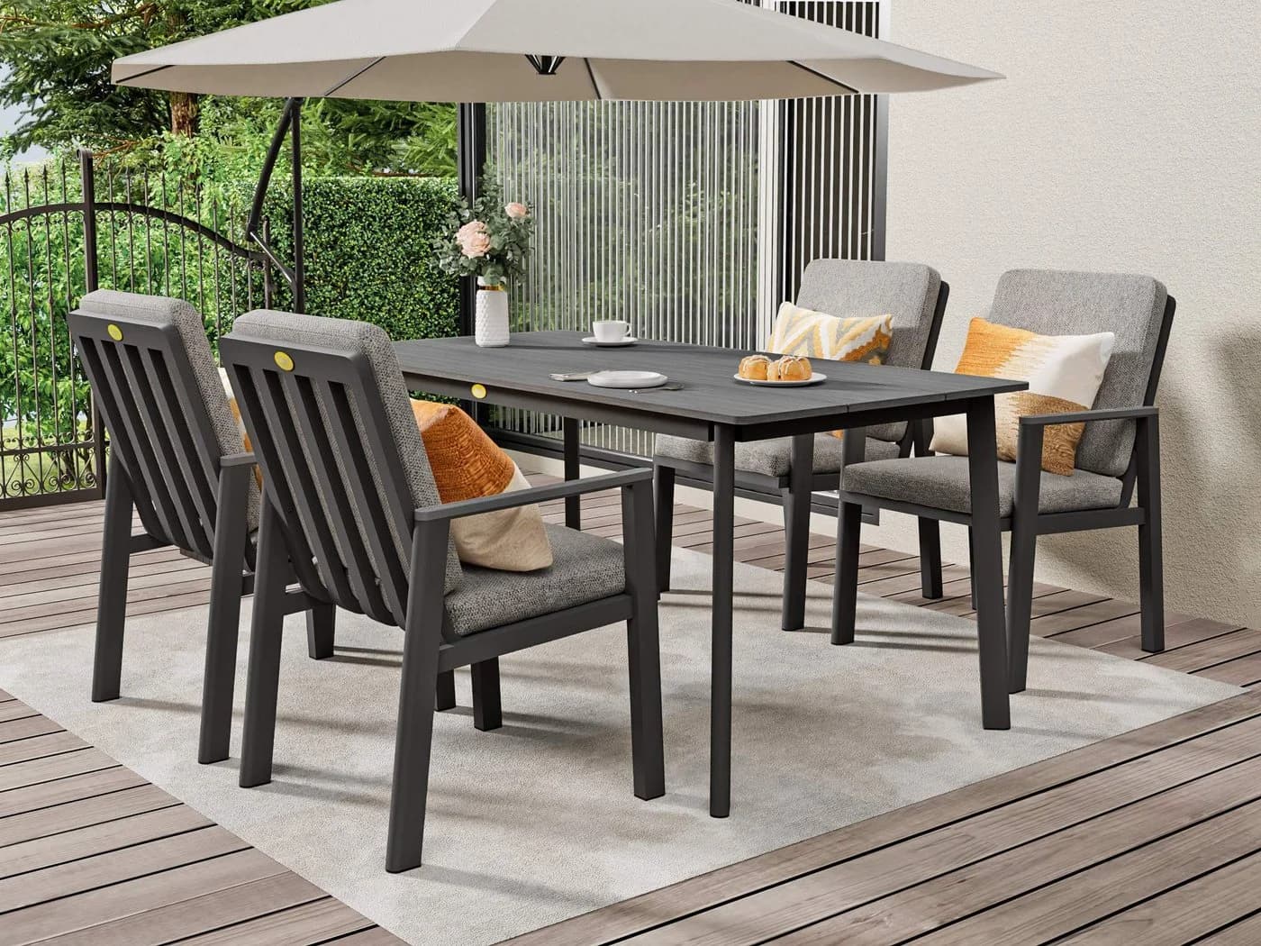 MeXo Gartenlounge-Set 5-tlg. Beige/Grau Aluminium PS - Bild 2