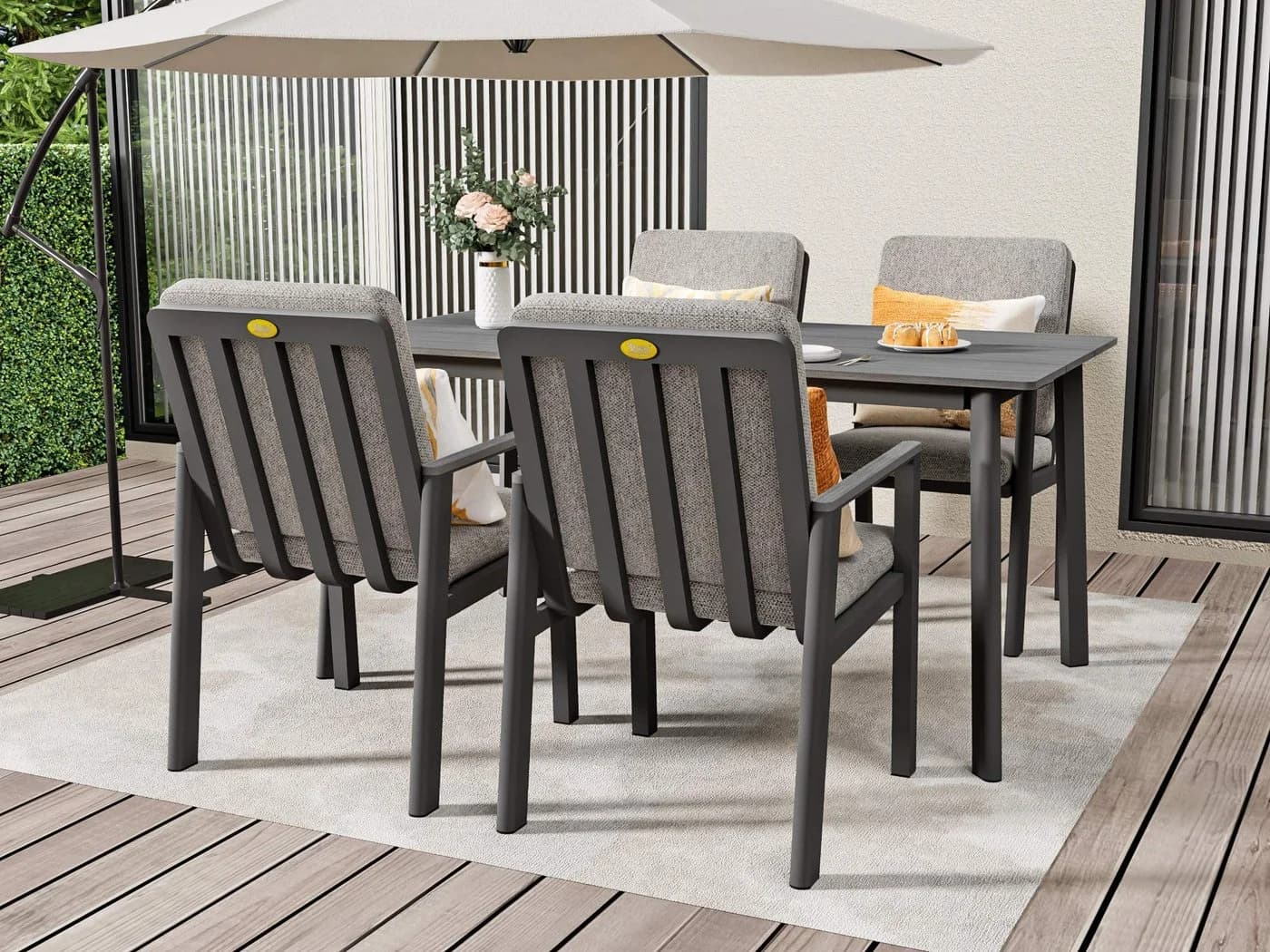 MeXo Gartenlounge-Set 5-tlg. Beige/Grau Aluminium PS - Bild 3