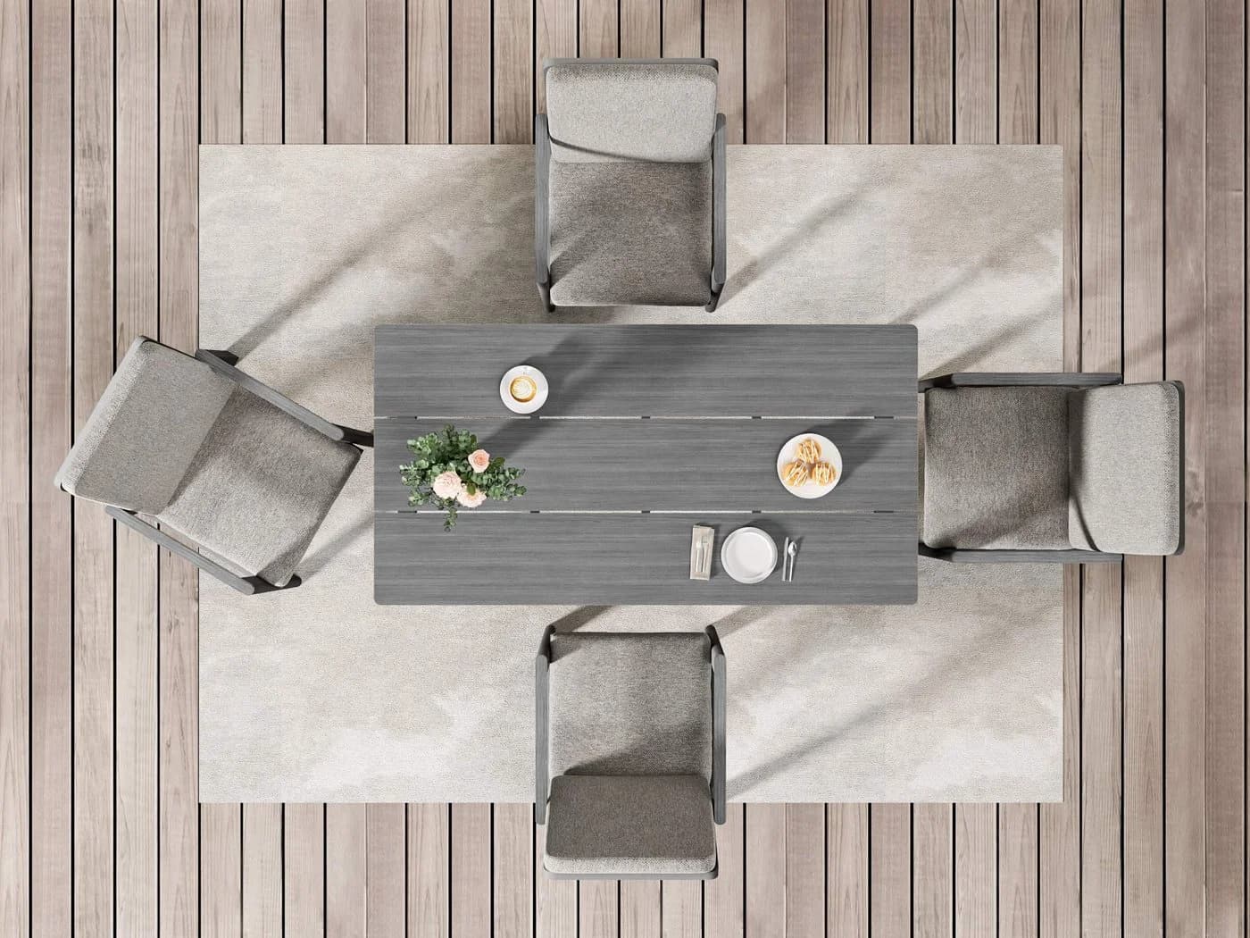 MeXo Gartenlounge-Set 5-tlg. Beige/Grau Aluminium PS - Bild 4
